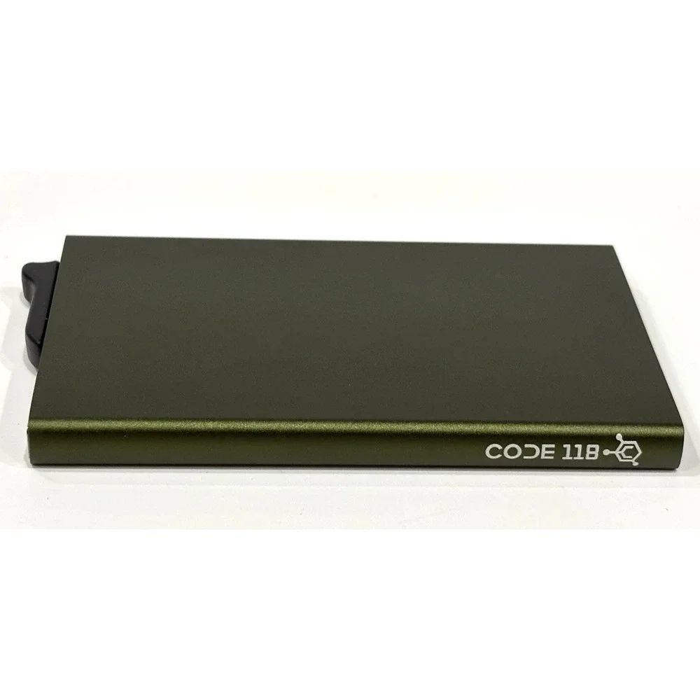 CODE 118 RFID Blocking Wallet Carbon Fiber Money Clip Minimalist Green